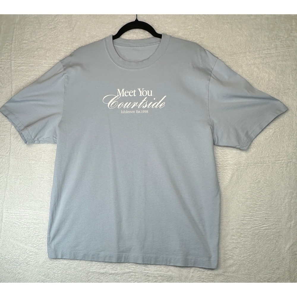Lululemon Meet You Courtside T-Shirt Mens XL Blue Short Sleeve Graphic Tee